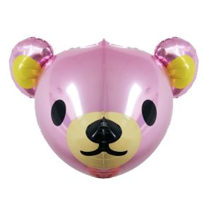 24" 3D Teddy Bear Head Baby Pink Balloon