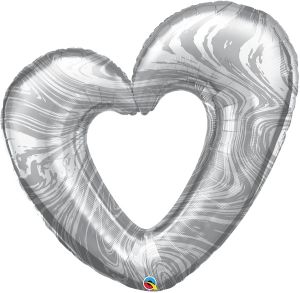 42" Open Marble Heart Silver Balloon
