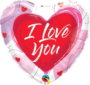18" I Love You Brushed Hearts Balloon