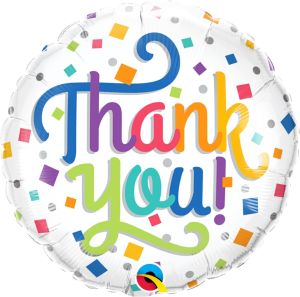 18" Thank You Colorful Confetti Balloon