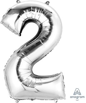 34" Silver Number 2 Balloon