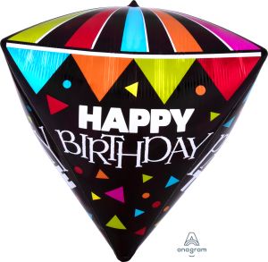 UltraShape Diamondz Cone Happy Birthday Party Time Balloon