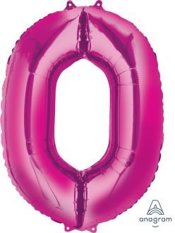 34" Pink Number 0 Balloon