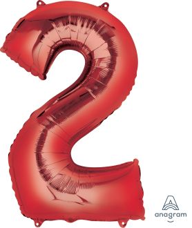 34" Red Number 2 Balloon