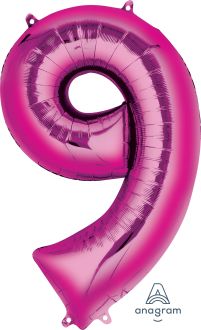 34" Pink Number 9 Balloon