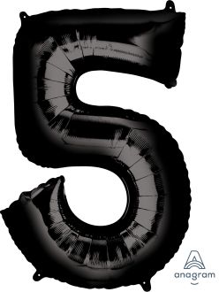 34" Black Number 5 Balloon