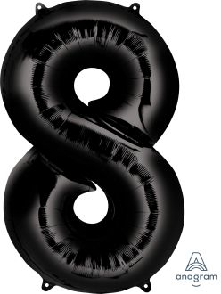 34" Black Number 8 Balloon
