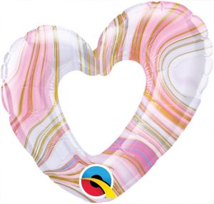14" Mini Open Heart Colorful Marble Balloon