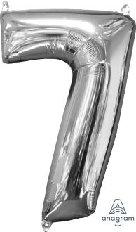26" Silver Number 7 Balloon