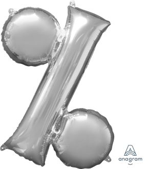 34" Silver Symbol % Percent Balloon