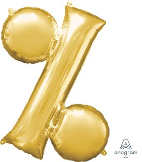 34" Gold Symbol % Percent Balloon