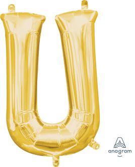 16" Gold Letter U Balloon