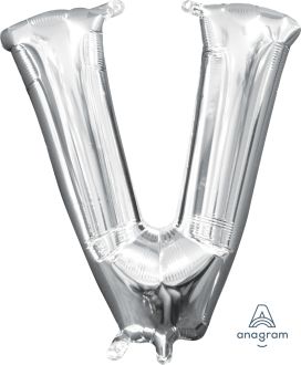 16" Silver Letter V Balloon