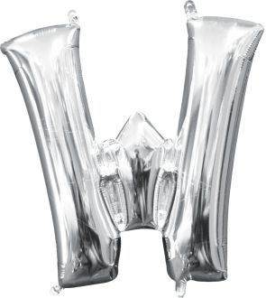 16" Silver Letter W Balloon