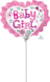 Mini Shape Baby Girl Heart Floral with Ruffle Balloon