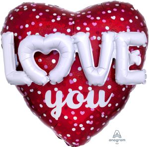 Multi-Balloon Holographic Love Hearts & Dots