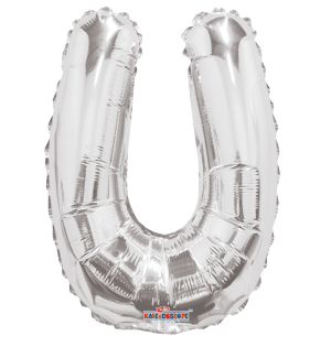 14" Silver Letter U Balloon