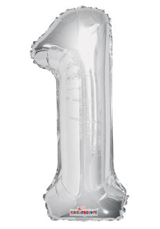 14" Silver Number 1 Balloon
