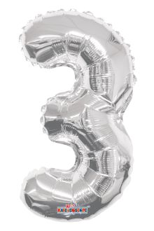 14" Silver Number 3 Balloon