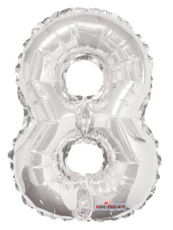 14" Silver Number 8 Balloon