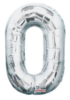 14" Silver Number 0 Balloon