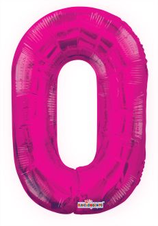14" Pink Number 0 Balloon
