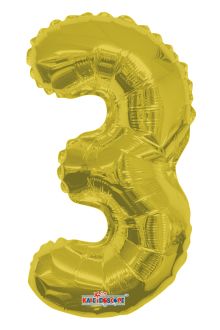 14" Gold Number 3 Balloon