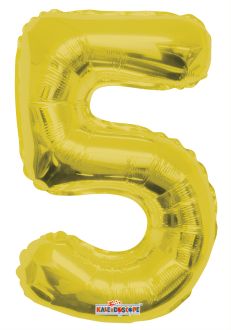 14" Gold Number 5 Balloon