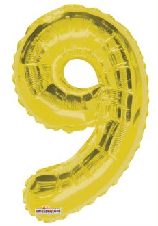 14" Gold Number 9 Balloon