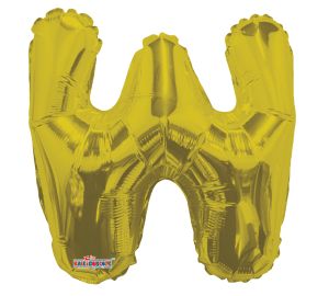 14" Gold Letter W Balloon