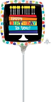 09" Happy Birthday Rainbow Cake Balloon