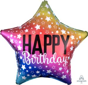 18" Star Rainbow Star Birthday Balloon