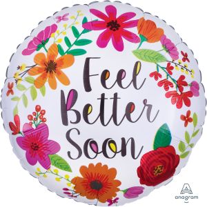 18" Feel Better Soon Floral Wreath Balloon