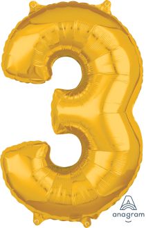 26" Gold Number 3 Balloon