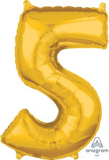 26" Gold Number 5 Balloon