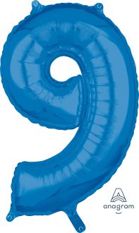 26" Blue Number 9 Balloon