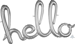 Script Phrase Hello Silver Balloon