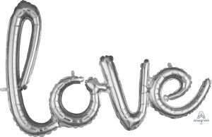 Script Phrase Love Silver Balloon