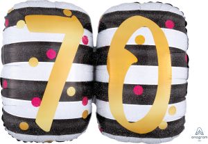 SuperShape Holographic Pink & Gold Milestone 70 Balloon