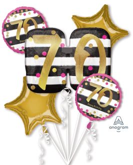 Balloon Bouquet Pink & Gold Milestone 70