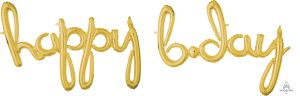 Script Phrase Happy Bday Gold Balloon
