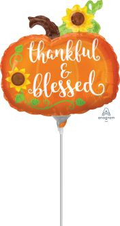 Mini Shape Thankful & Blessed Pumpkin Balloon