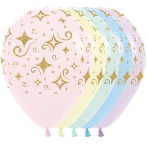11" Golden Diamonds Pastel Matte Assortment (50pcs) Balloons