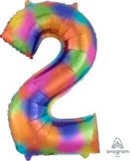 34" Rainbow Splash Number 2 Balloon