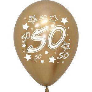 11" Number 50 Reflex Gold (50pcs) Balloons