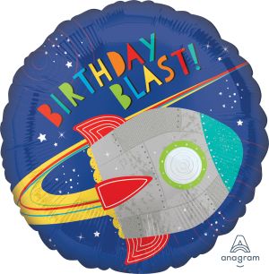 18" Blast off Birthday Balloon