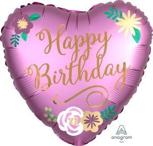 18" Birthday Satin Flowers Balloon