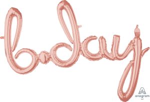 Script Phrase Bday Rose Gold Balloon