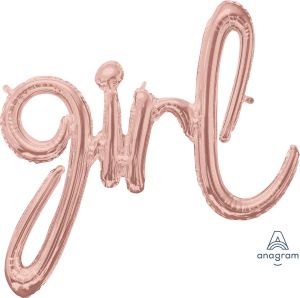 Script Phrase Girl Rose Gold Balloon