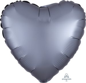 18" Satin Luxe Graphite Heart (non-packaged) Balloon